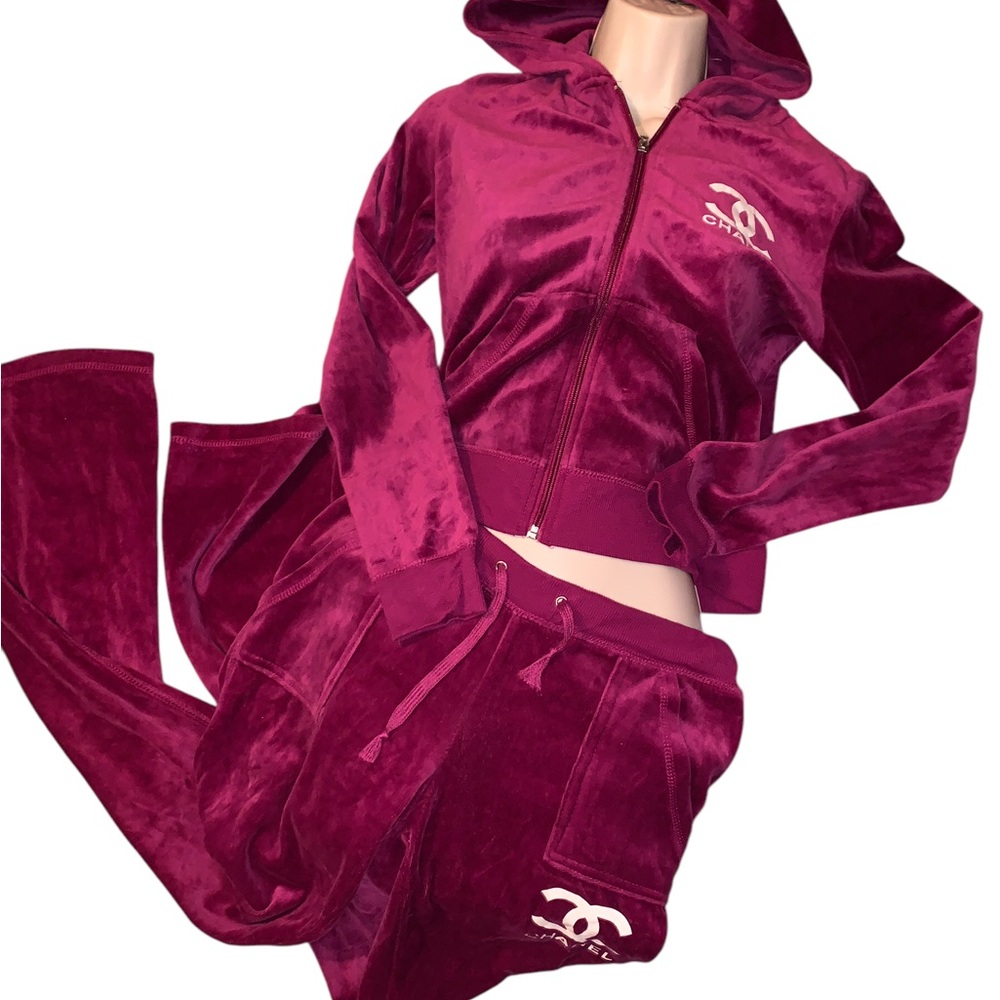 $5 sale Purple Velour Tracksuit pant & Hoodie SET NWOT